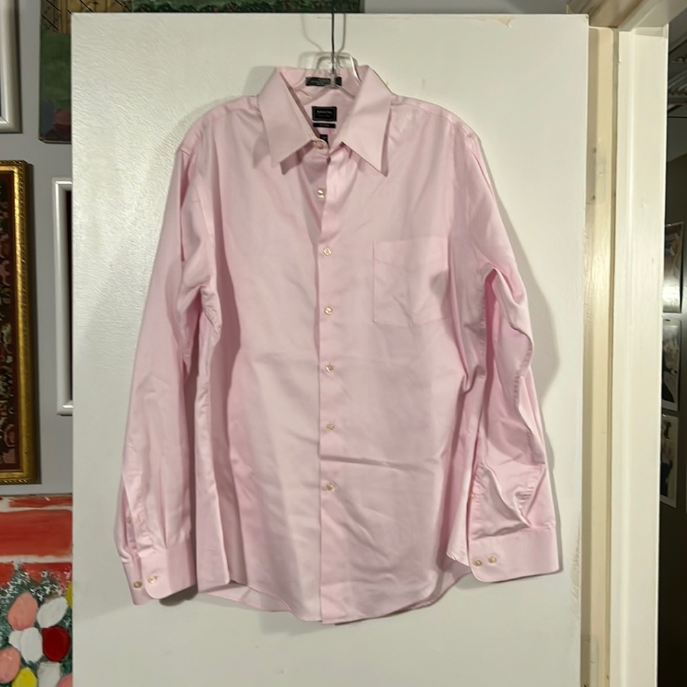 Arrow mens pink fitted sateen shirt